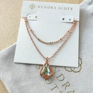 NEW Kendra Scott Rose Gold Blush Dichroic Glass Cory Necklace